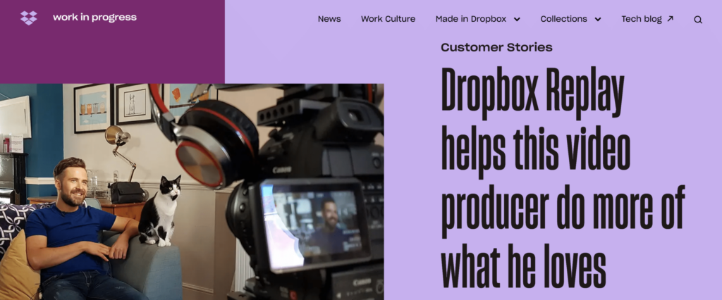 B2B Storytelling von Dropbox Screenshot - Held:innen hinter dem Logo: Storytelling von B2B-Unternehmen, Teil 2