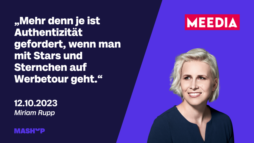 Porträt von Miriam Rupp vor einem lilanen Hintergrund. 