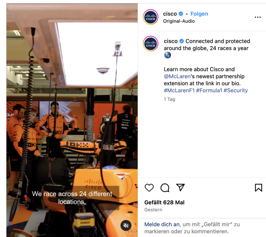 A screenshot of Cisco's Instagram page
