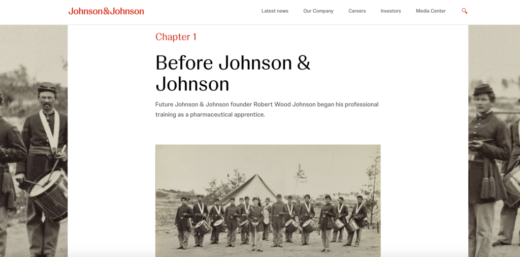 Unternehmensgeschichte Johnson und Johnson Scrollytelling - Storytime: So wird Unternehmensgeschichte erzählt