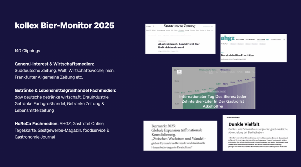 With data stories in 140 placements in high-reach general interest and business media such as Süddeutsche Zeitung, Welt, msn, Wirtschaftswoche, and Frankfurter Allgemeine Zeitung, as well as in industry publications for food wholesalers. With data stories in 140 placements in high-reach general interest and business media such as Süddeutsche Zeitung, Welt, msn, Wirtschaftswoche, and Frankfurter Allgemeine Zeitung, as well as in industry publications for food wholesalers.