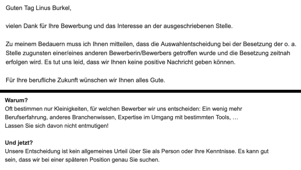 Screenshots von Absagen Screenshots von Absagen