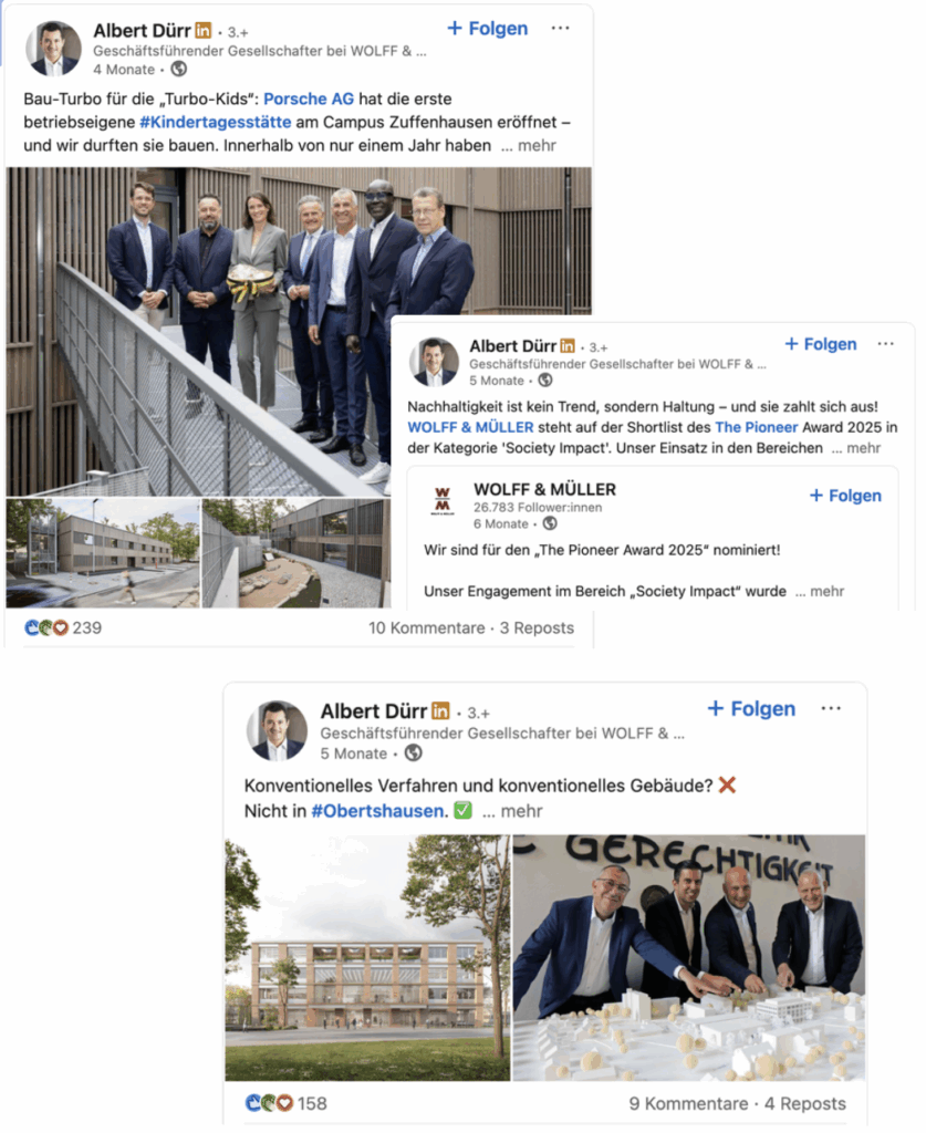 Albert Duerr LinkedIn - LinkedIn in der Baubranche: Wie CEOs mit Storytelling Führung sichtbar machen